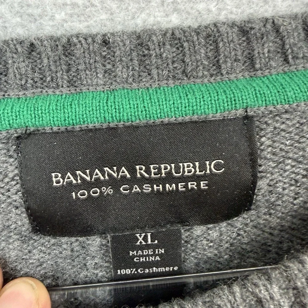 Banana Republic 100% Cashmere Sweater Mens XL‎ Dark Gray Crew Neck Pullover EUC